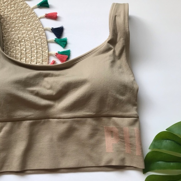 Victoria’s Secret PINK Seamless Scoop Crop Bra Hummus Large NEW - Picture 5 of 9